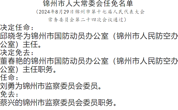 锦州市交通局人事任命动态更新